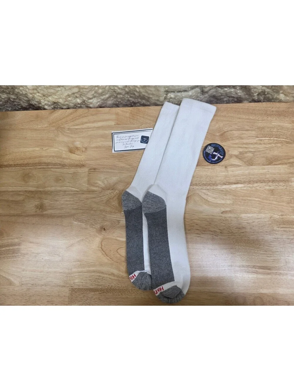 Hanes Men’s Cushioned Crew Socks 12‑Pack White/Grey Footbed Size 12‑14